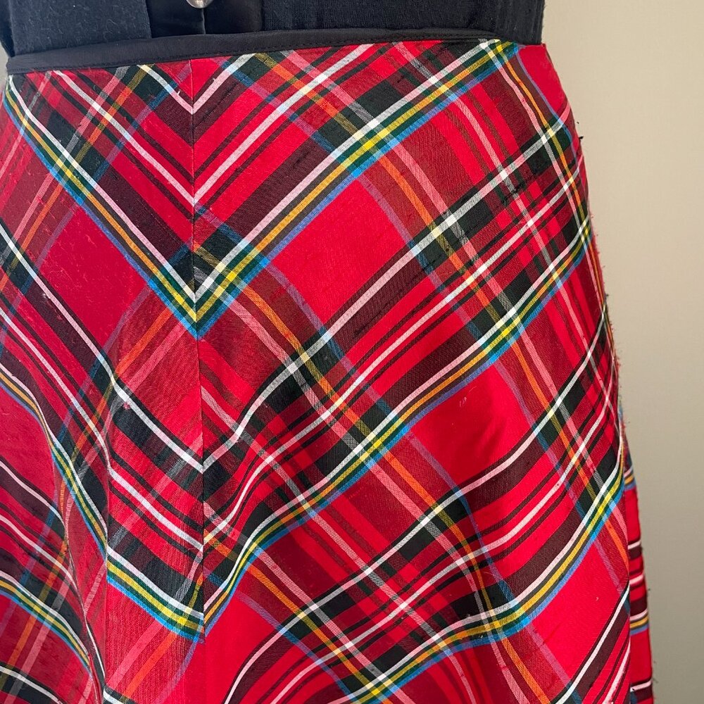 Adrianna Papell SILK Plaid Lace Skirt size 10 - Picture 2 of 6